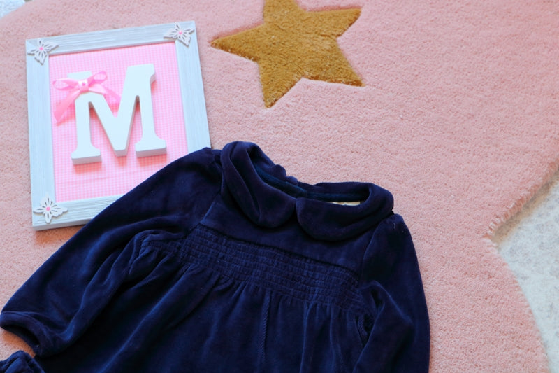 Soft blue velvet dress for kids