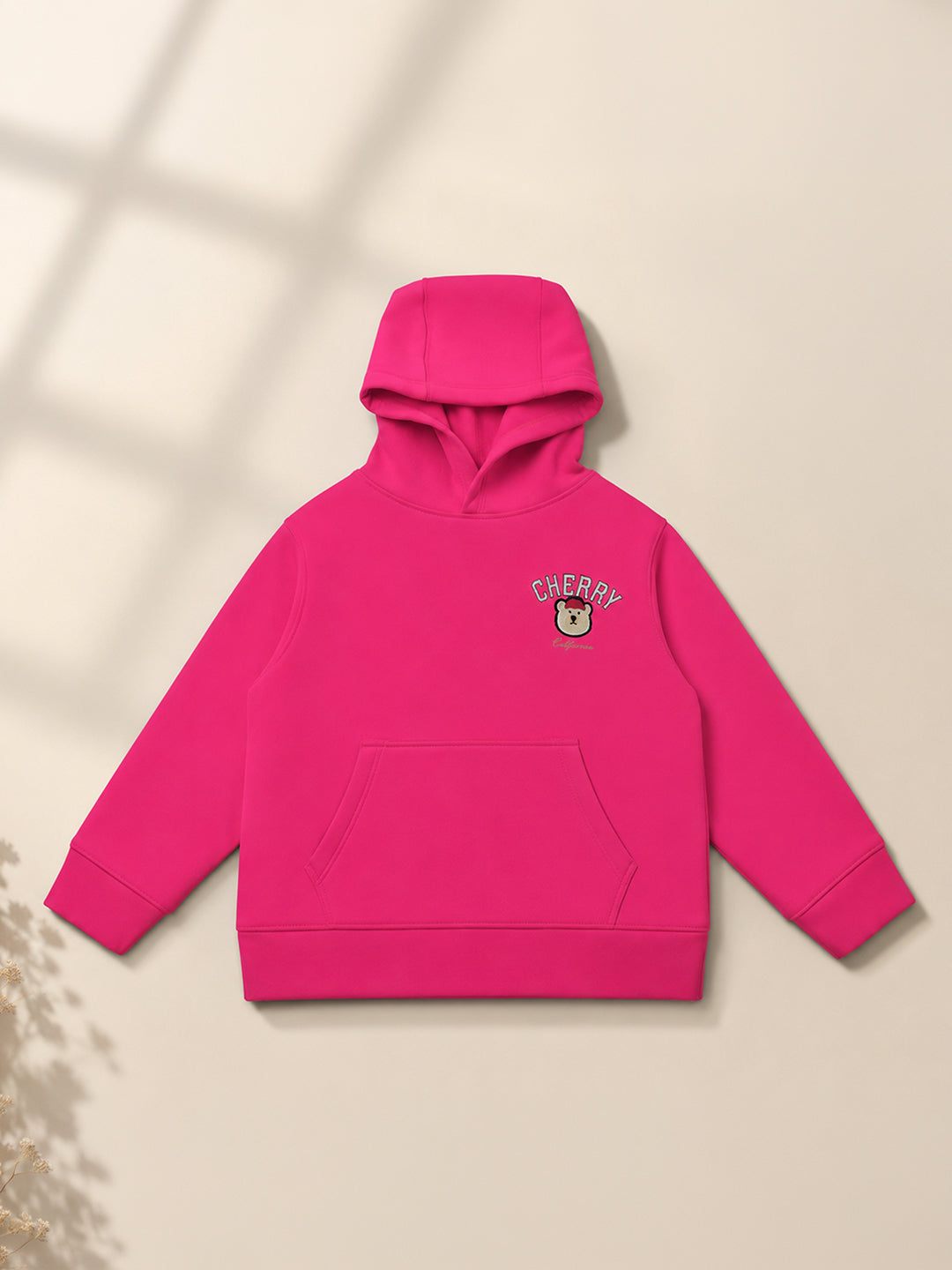 Cherry Crumble Girls Pink Solid Polyester Straight hoodie