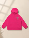 Cherry Crumble Girls Pink Solid Polyester Straight Hoodi
