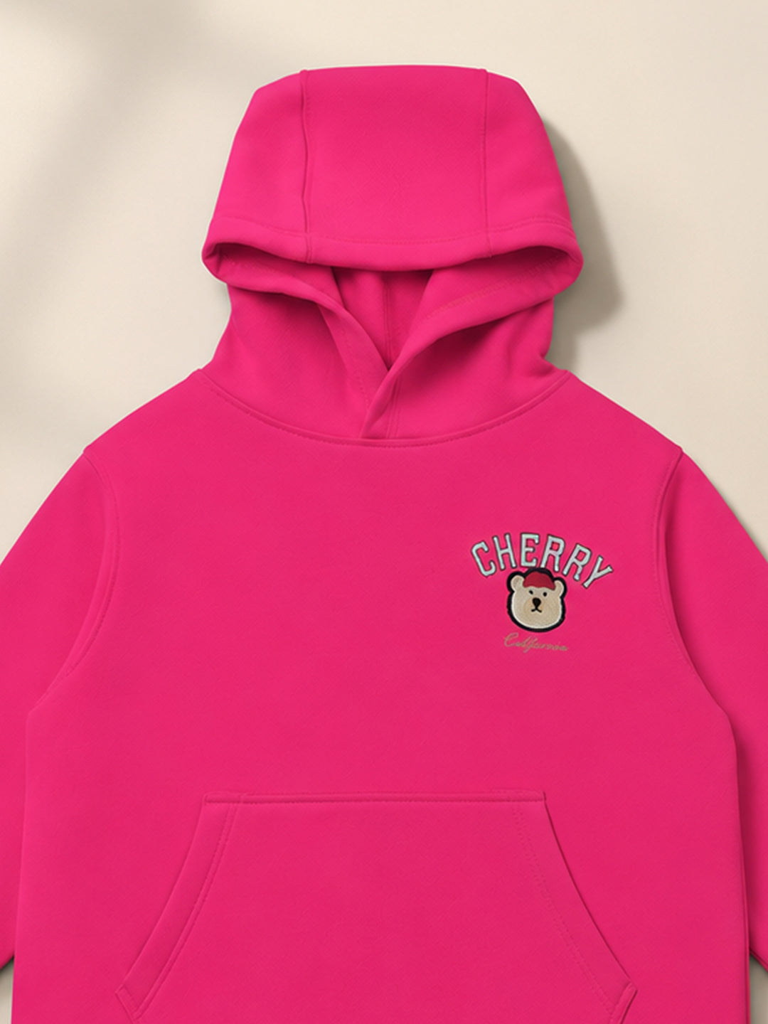 Cherry Crumble Girls Pink Solid Polyester Straight hoodie