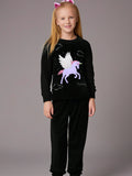 Cherry Crumble Black Solid Applique Snug Graceful Nightsuit
