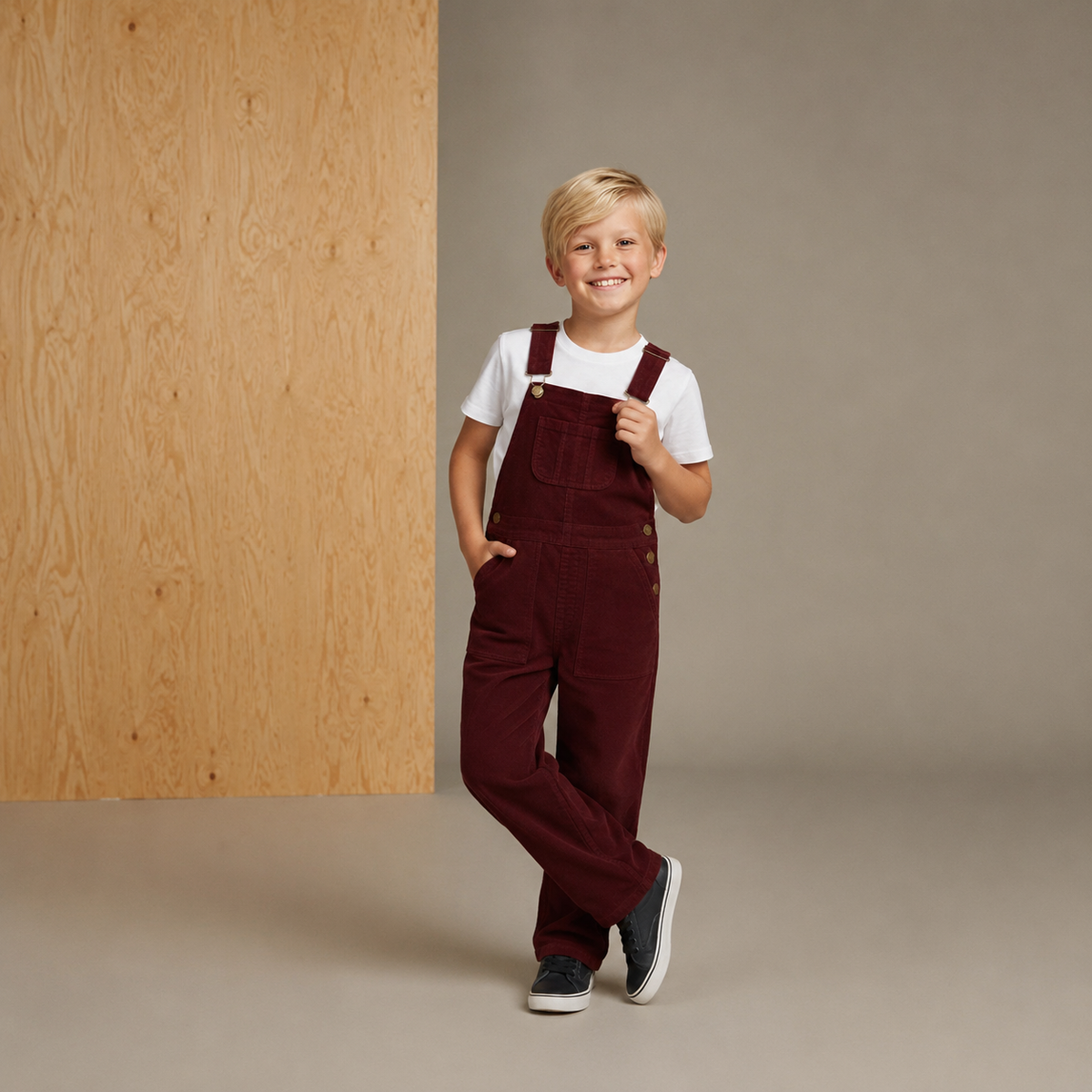 Girls Maroon Cotton Dungaree – Classic Summer Fit