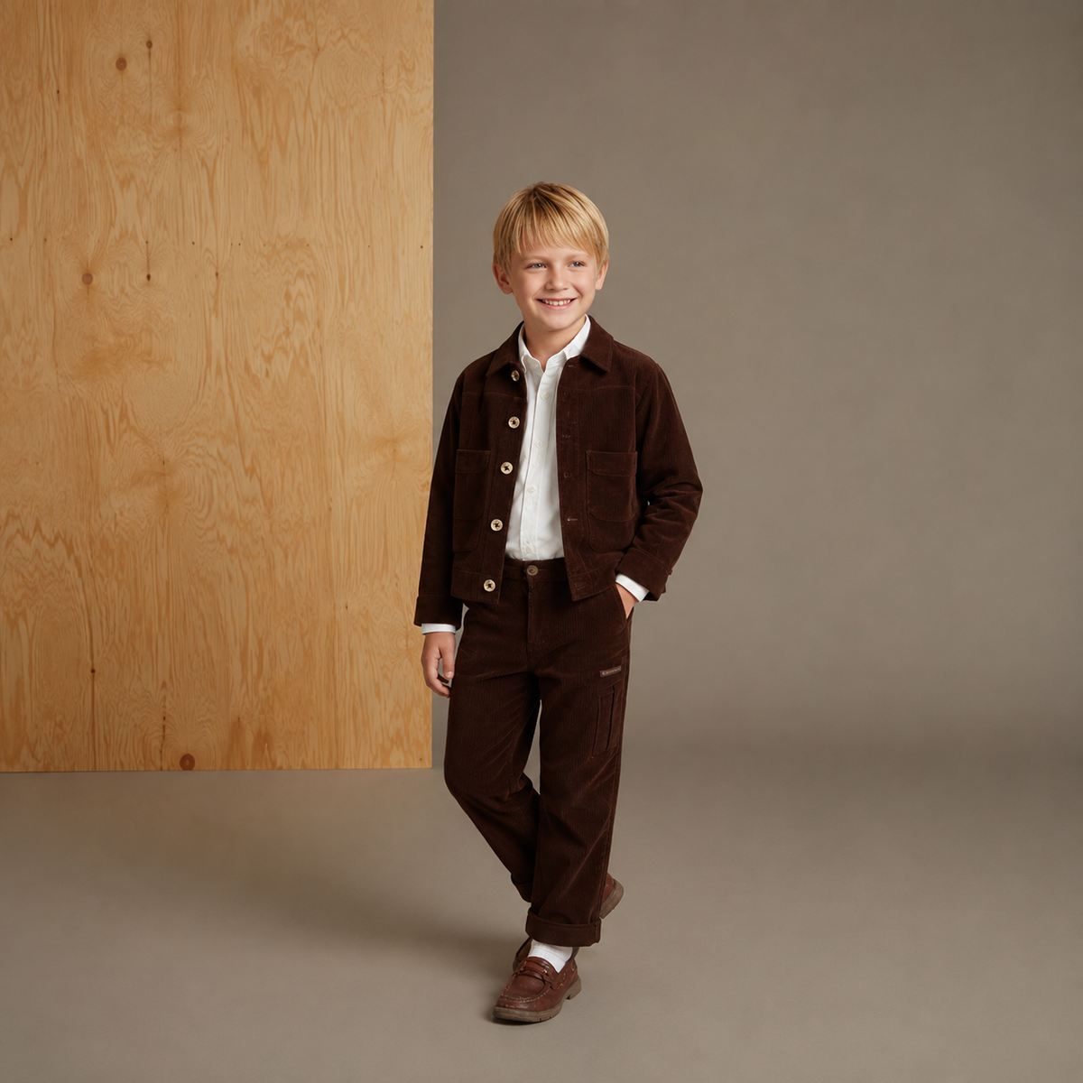 Wine Winter Solid Boys Cotton Jacket Set