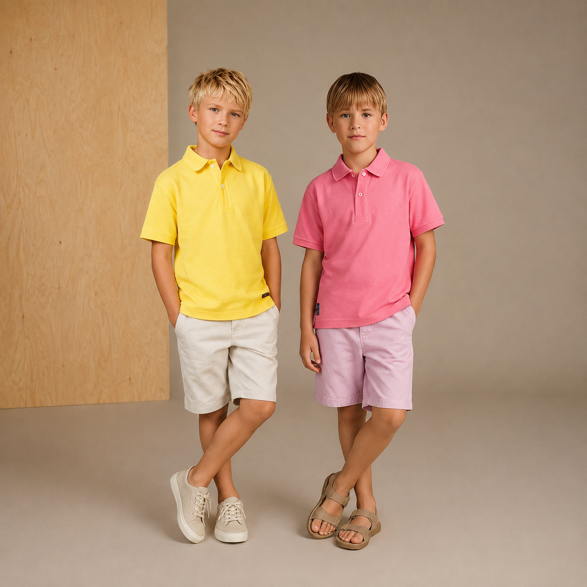 Fuchsia and Mustard Playful-Classic Summer T-Shirt Set