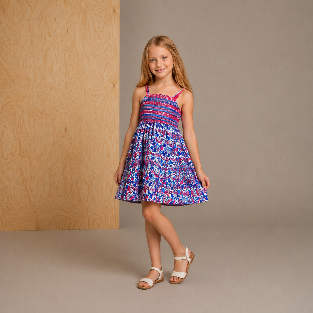 Multicolor Floral Printed Embroidered Sweet Classic Dress