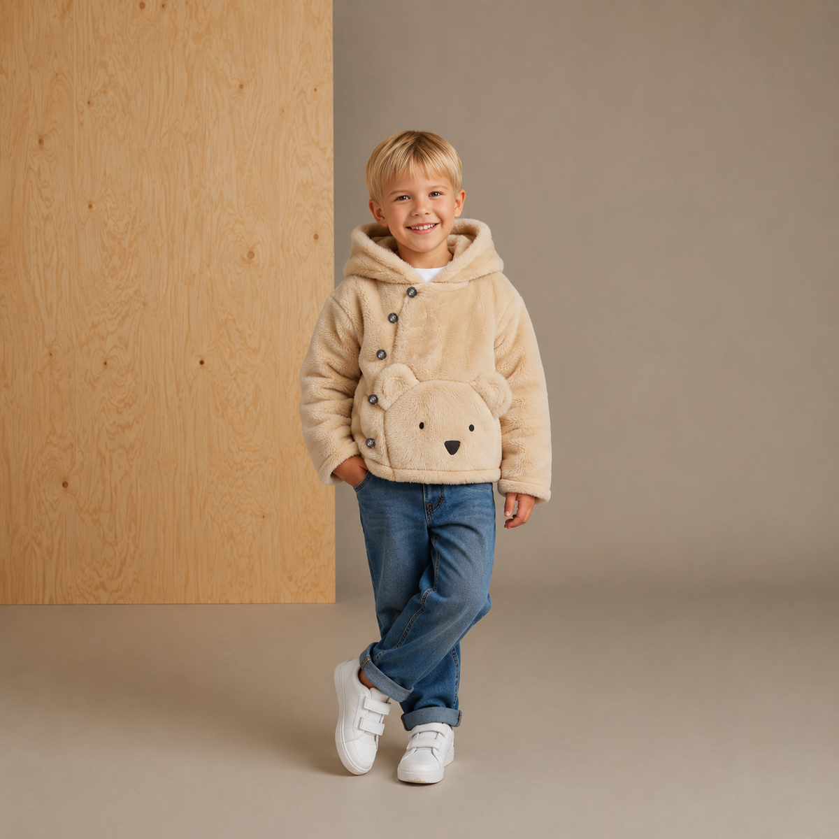 Cream Cozy-Chic Winter Sweatshirt