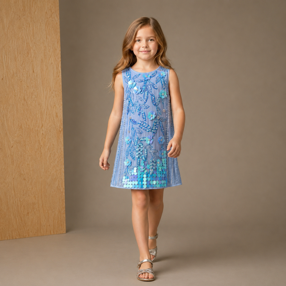 Blue Embellished Party Wear Dress