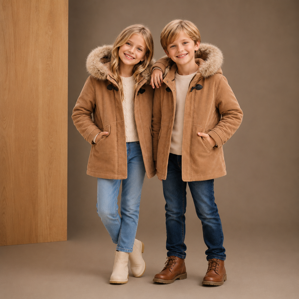 Beige Textured Cozy Hoodie Jacket