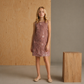Cherry Crumble Girls Beige Ethnic Motifs Solid Polyester Straight A-line Dress