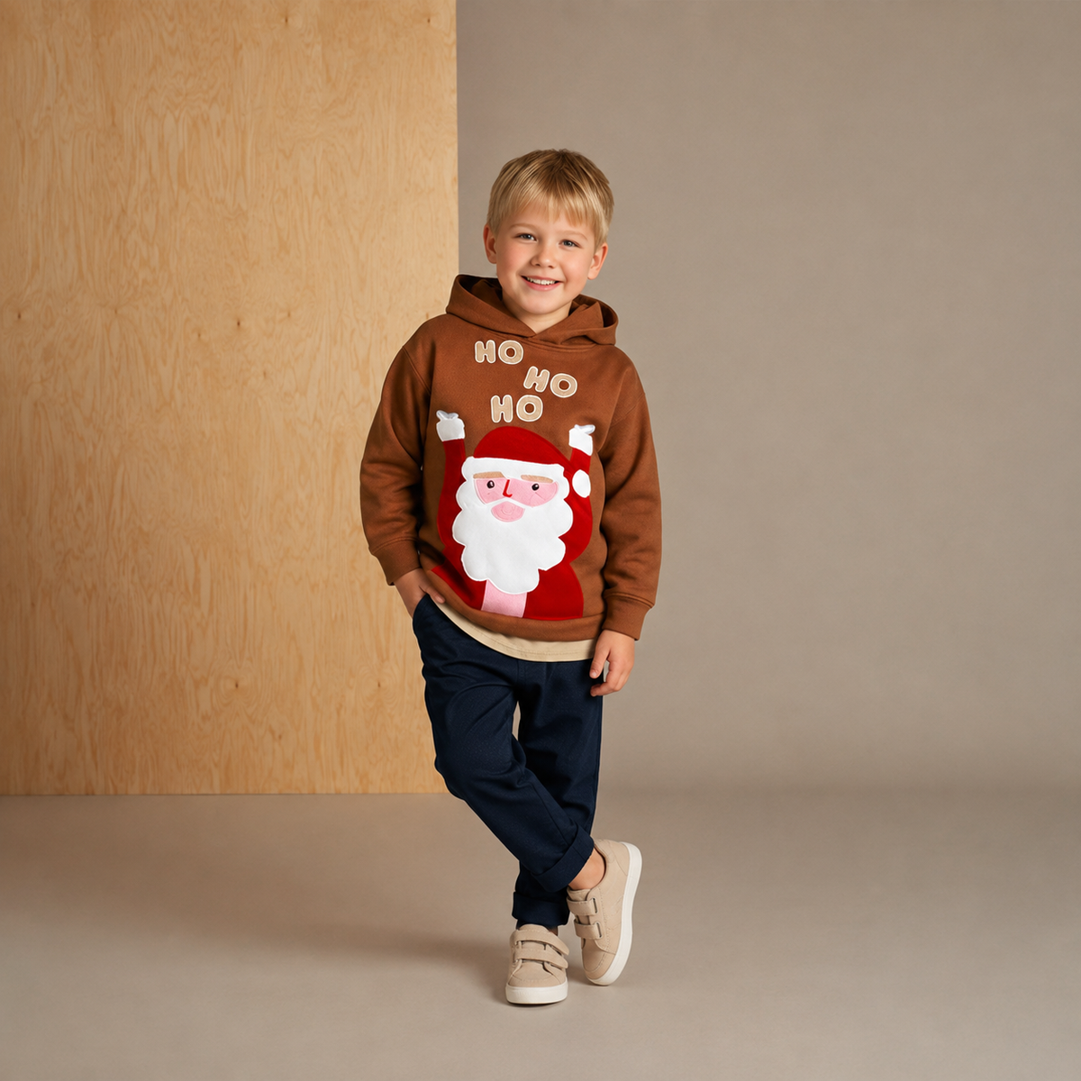 Brown Patch Work Unisex Hoodie