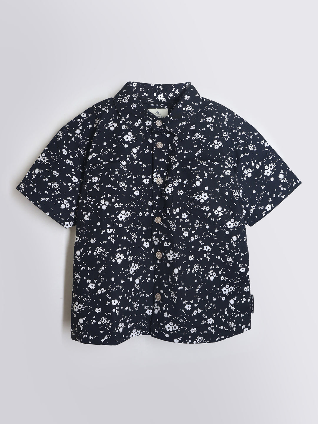 Cherry Crumble White & Black Floral Playful-Classic Summer Shirt