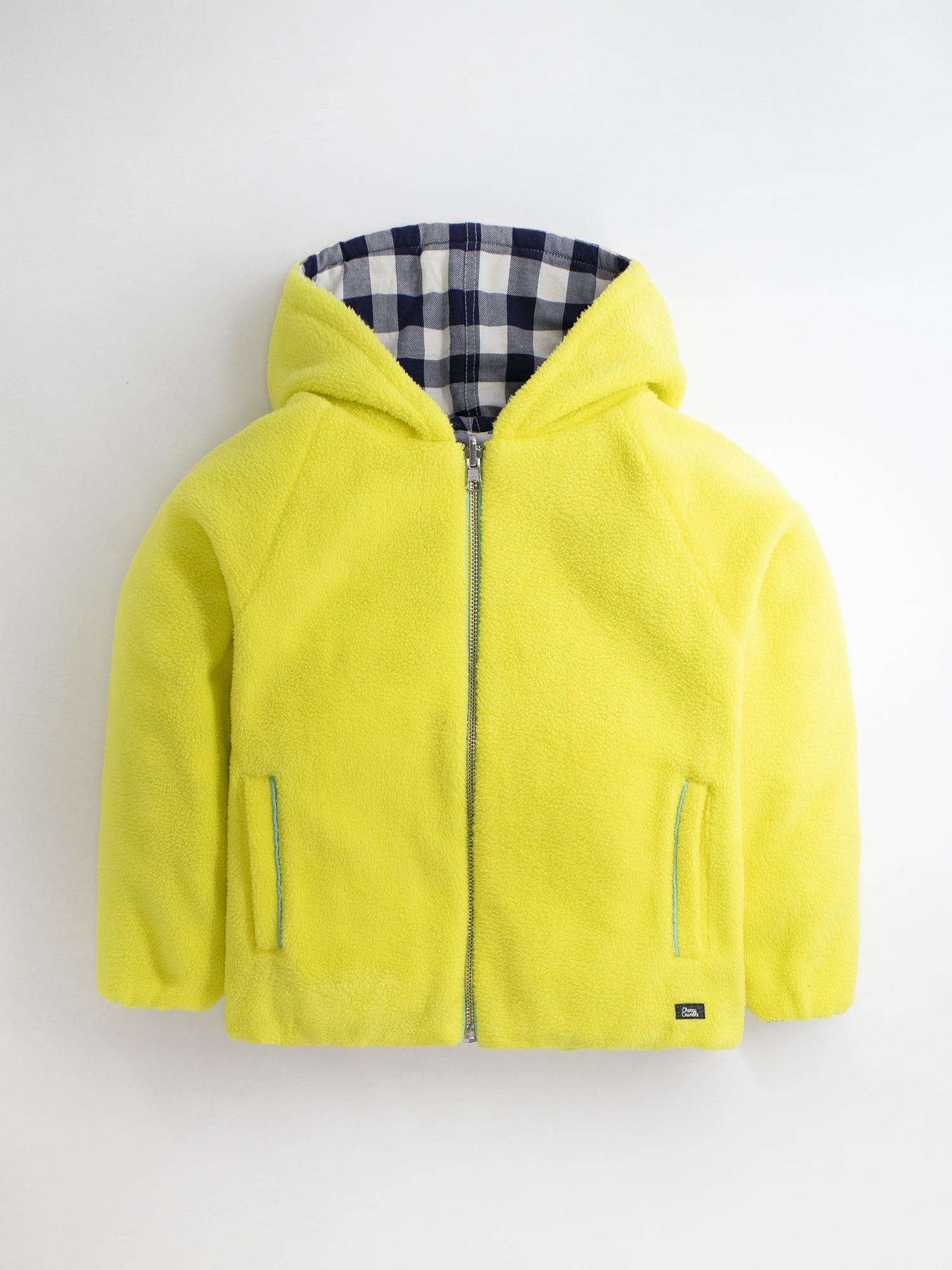 Cherry Crumble Multicolor Checkered Polar Fleece Playful Elegant Winter Jacket