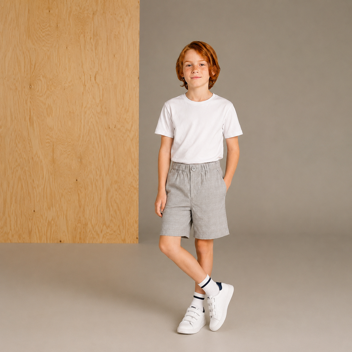 Khaki Checkered Adorable Graceful Shorts