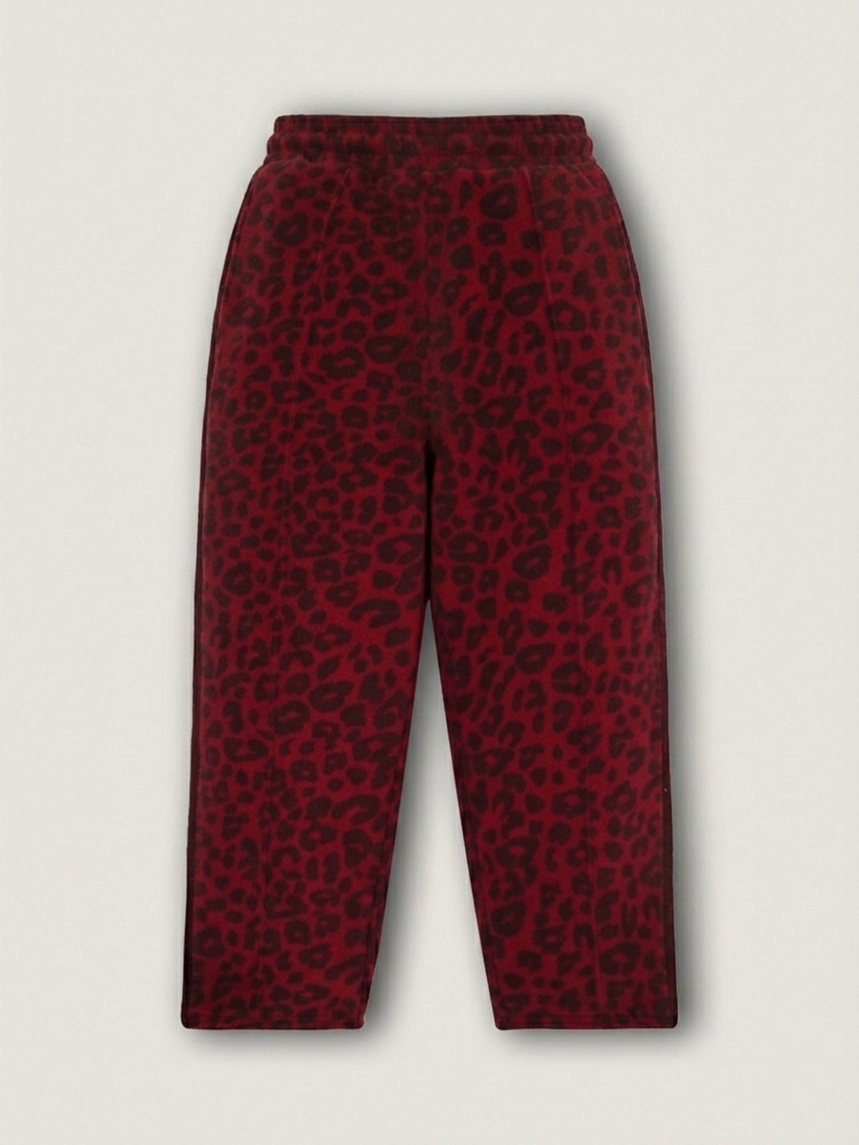 Maroon Charm Printed Fleece Hoodie Set