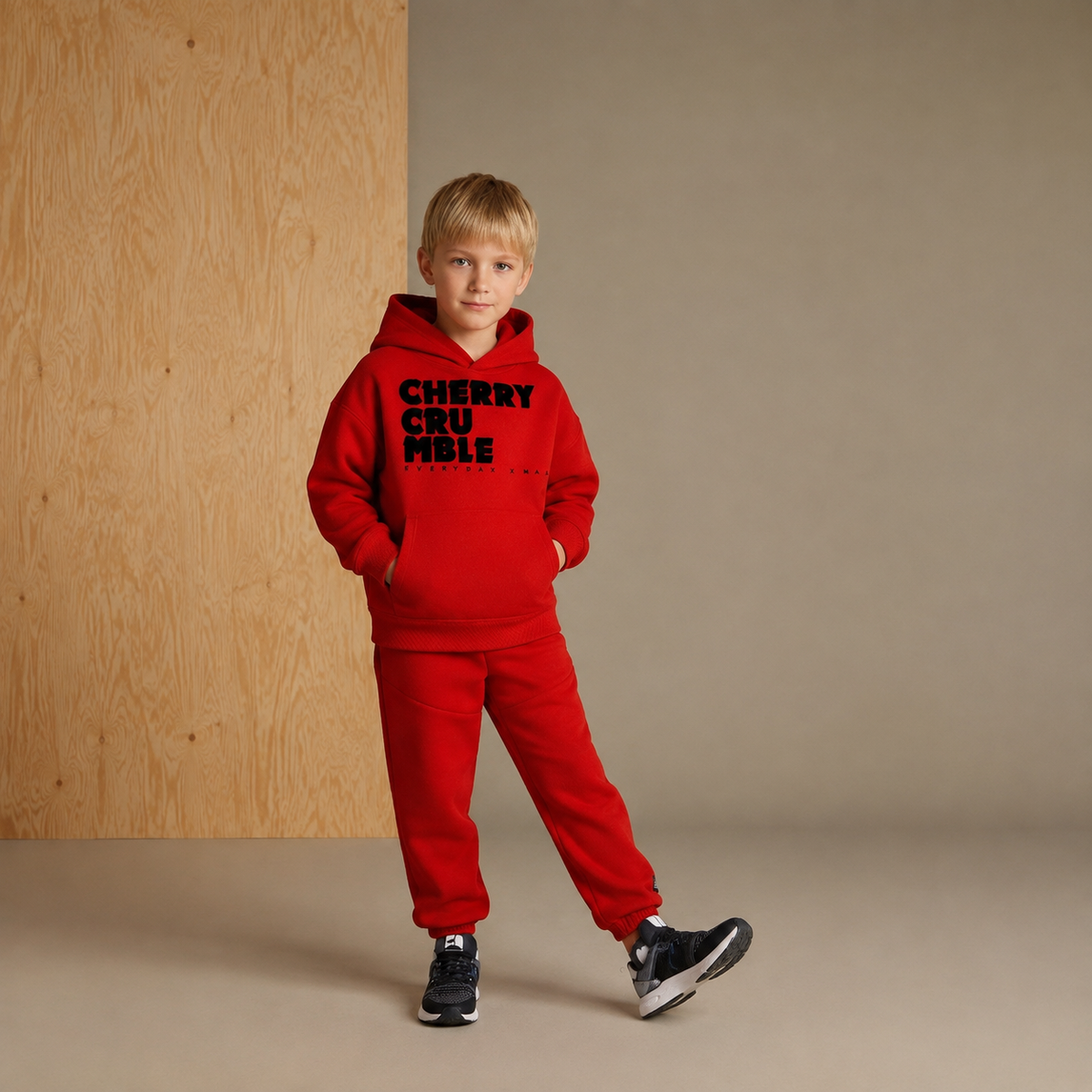 Red Graphic Print Boys Sweat Set
