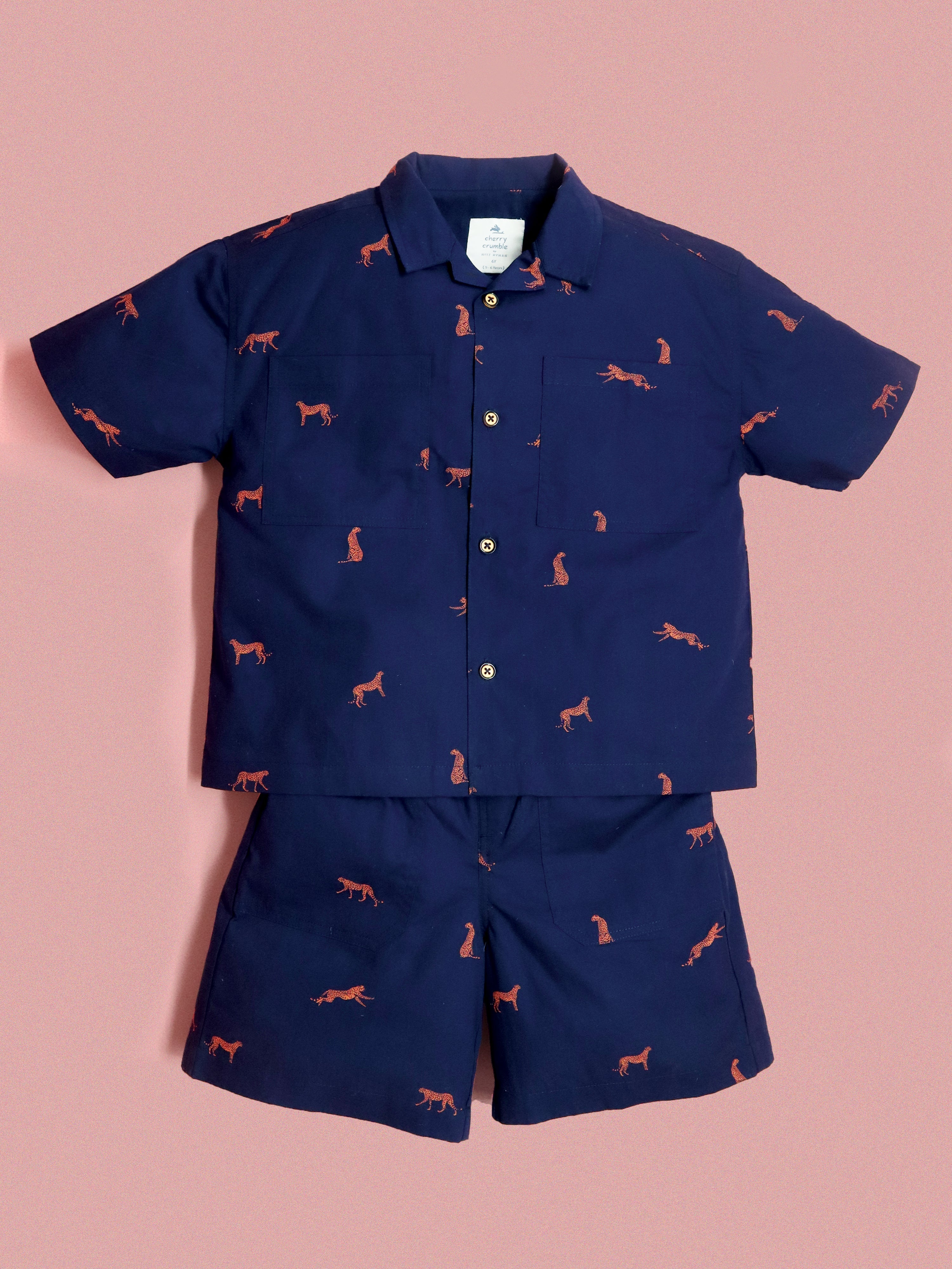 Cherry Crumble Navy Blue Printed Cute Top