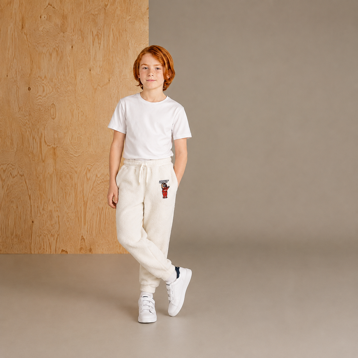 Cream Snuggle-Luxe Winter Track Pants