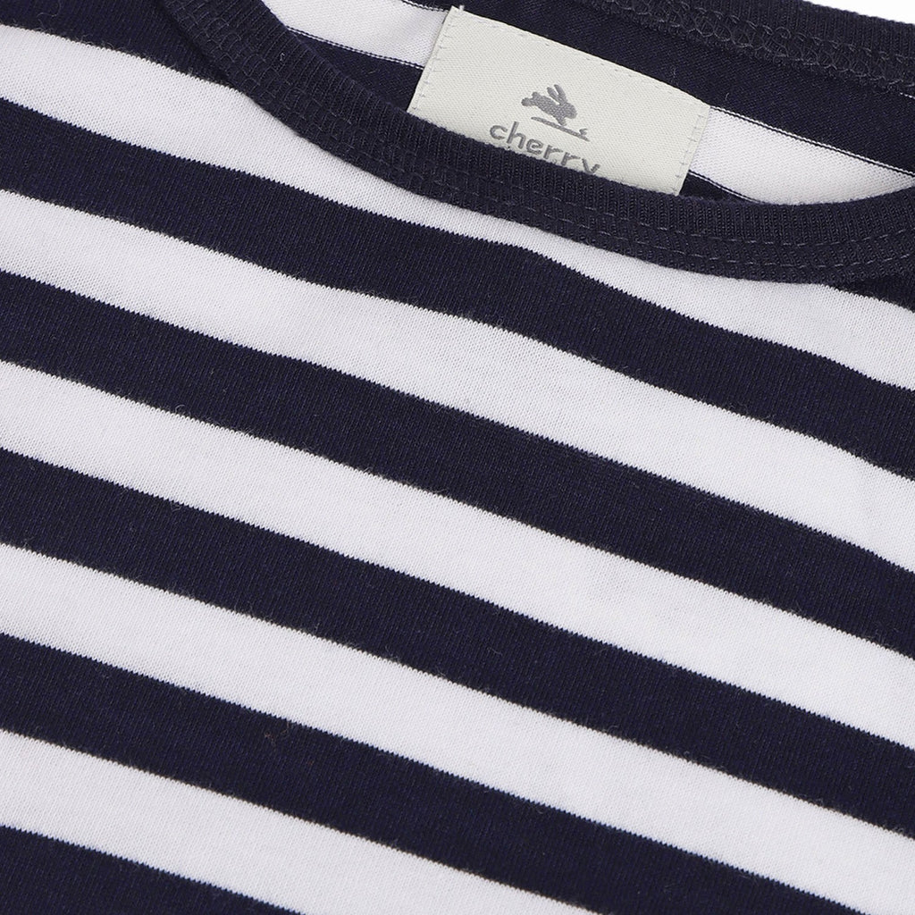 Cherry Crumble Blue Stripes Breezy-Luxe Summer T-Shirt