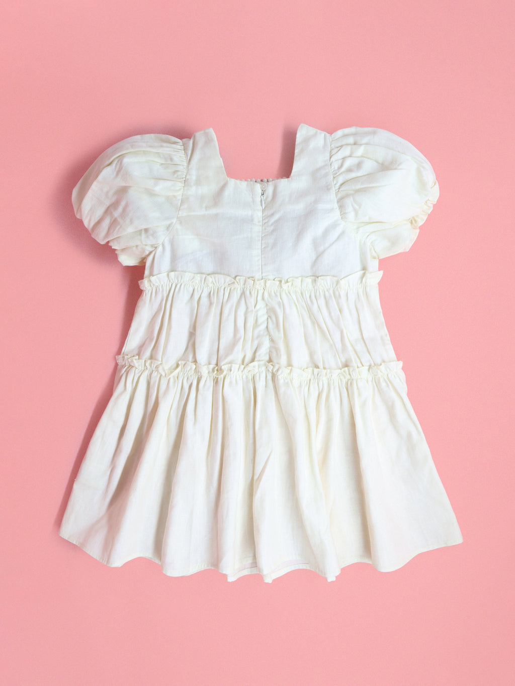 Cherry Crumble White Solid Embroidered Cozy Classic Dress