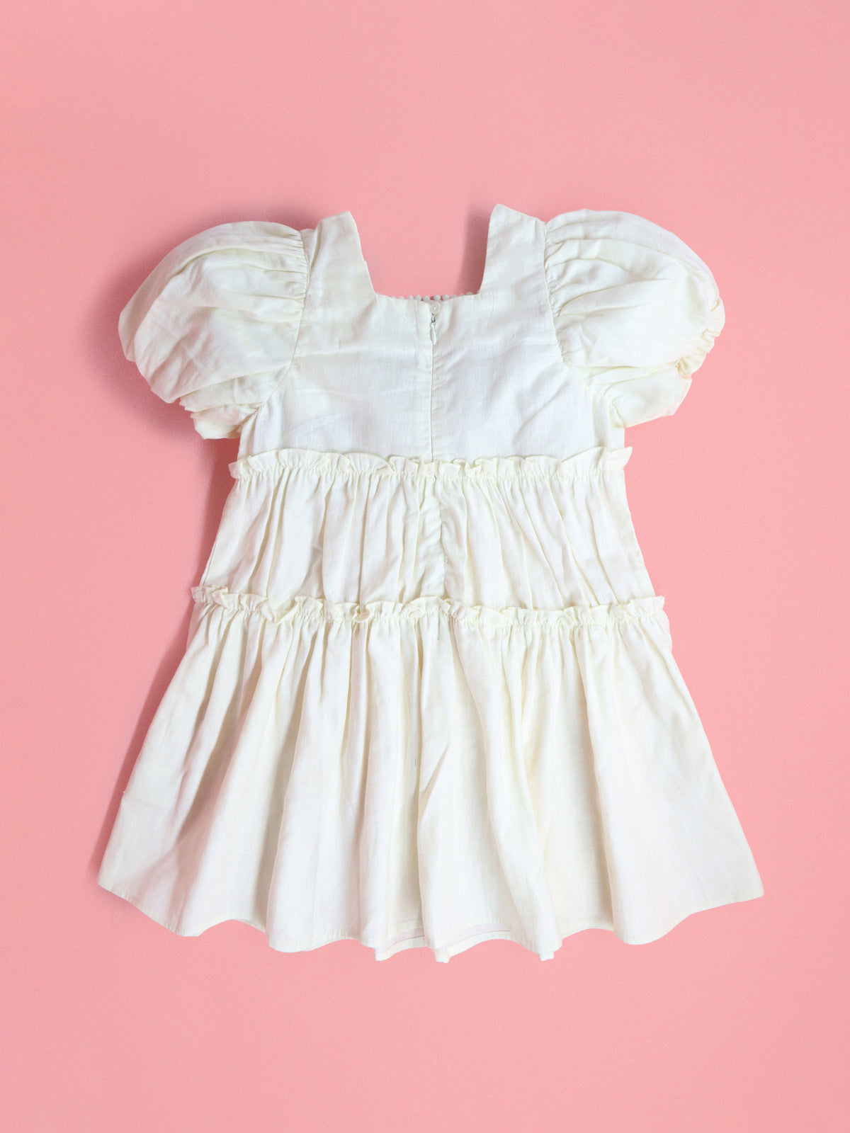Cherry Crumble White Solid Embroidered Cozy Classic Dress
