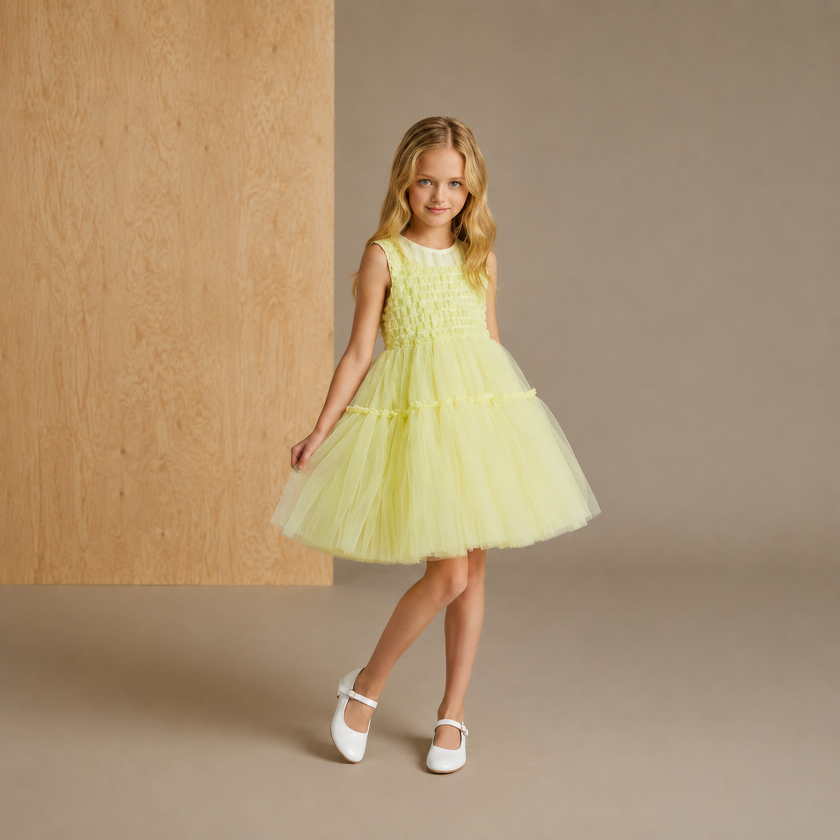 Yellow Solid Playful Smart Dress