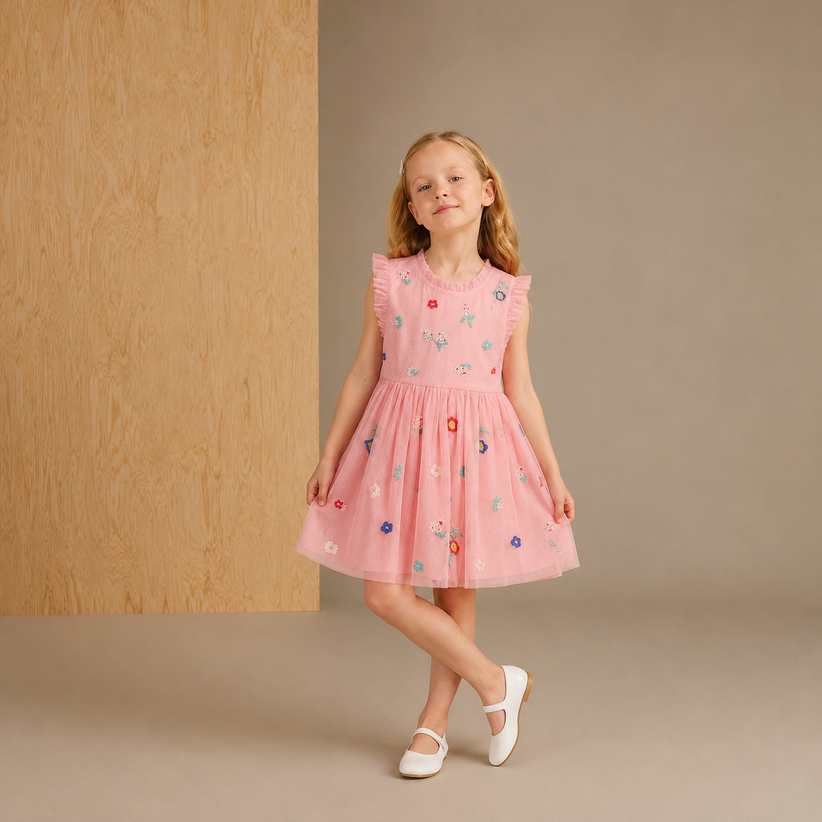 Pink Solid Embroidered Lovely Stylish Dress