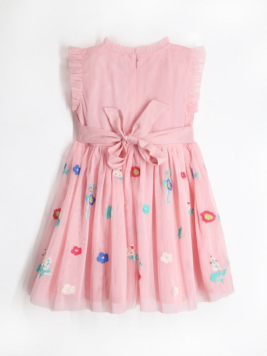Cherry Crumble Pink Solid Embroidered Lovely Stylish Dress