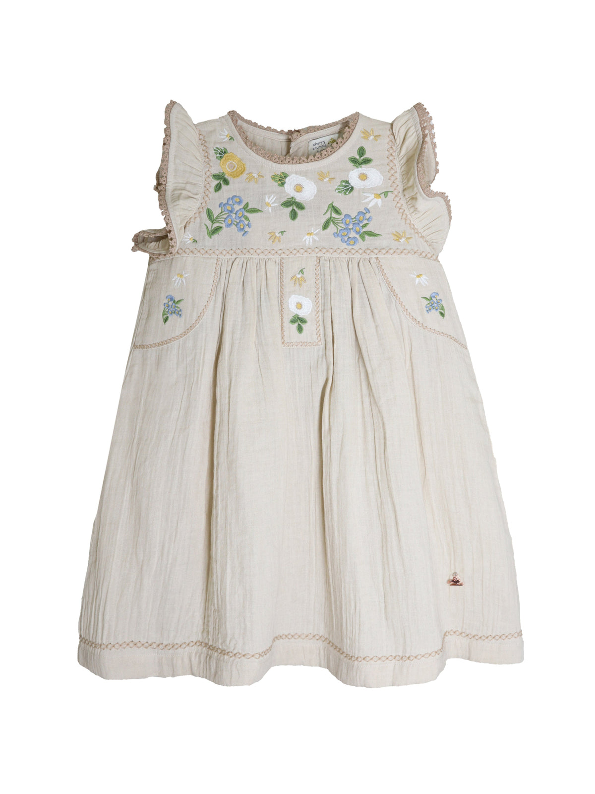 Cherry Crumble Beige Solid Adorable Dress