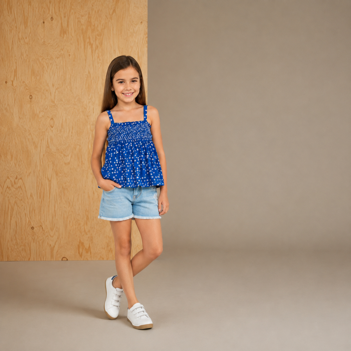 Blue Floral Printed Floral Sweet Stylish Top