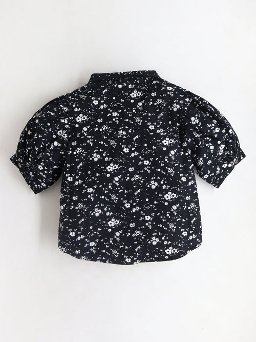 Cherry Crumble White Floral Printed Velvet Trendy Smart Top