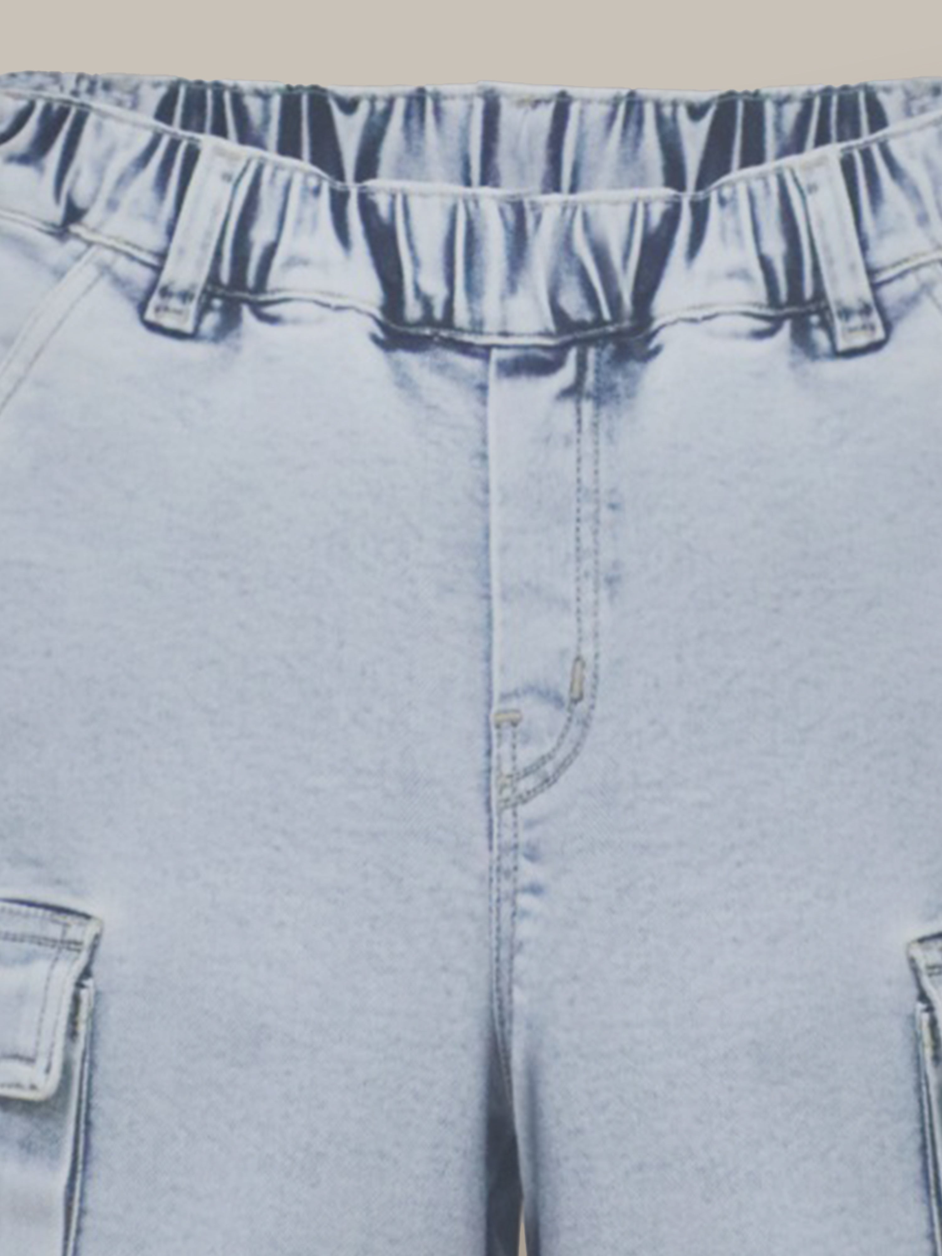 Blue Solid Denim Girls Jeans