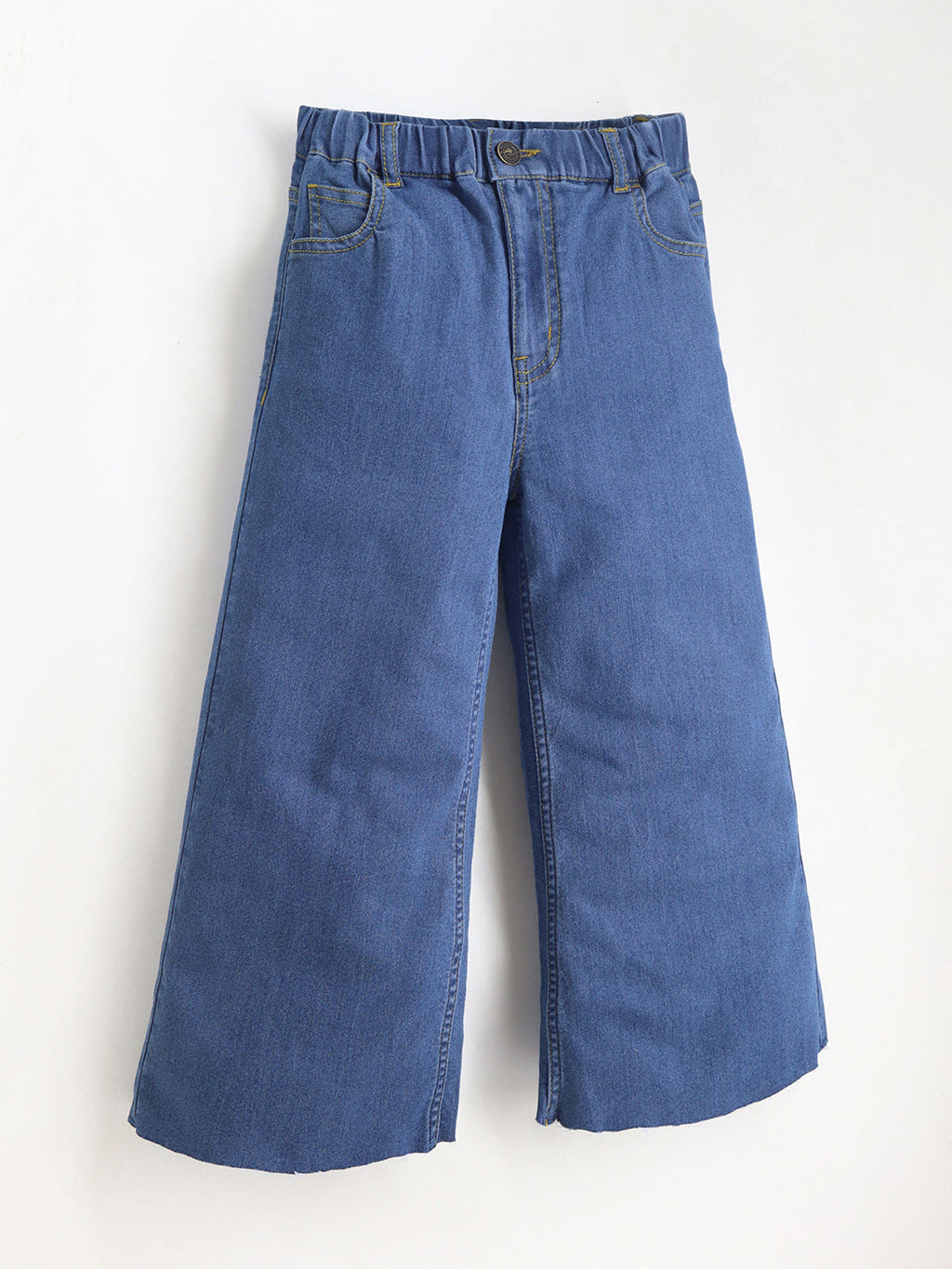 Cherry Crumble Blue Denim Denim Casual Wear Wide Leg Summer Jeans For Girls