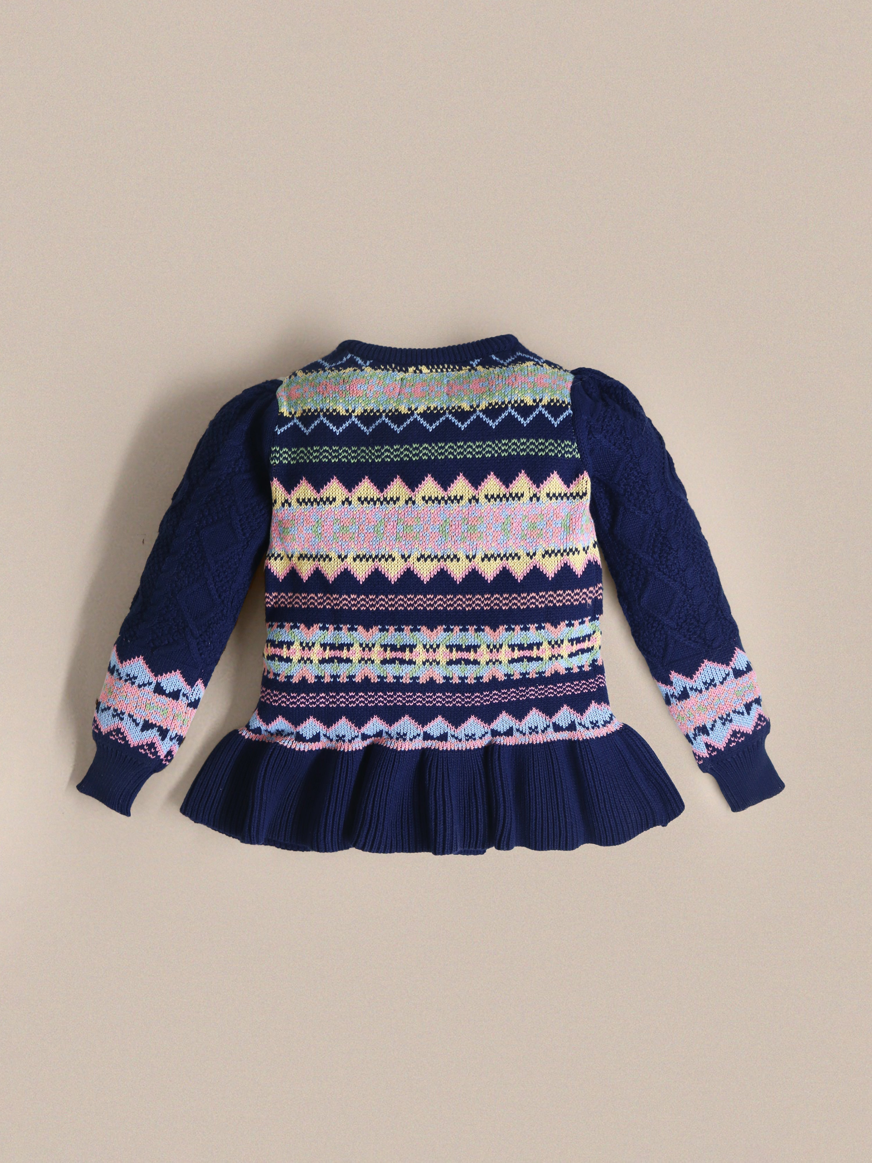 Cherry Crumble Multicolor Intarsia Sweet Stylish Winter Sweater