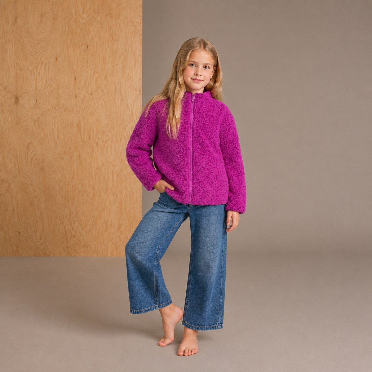 Fuchsia Solid Girls Jacket