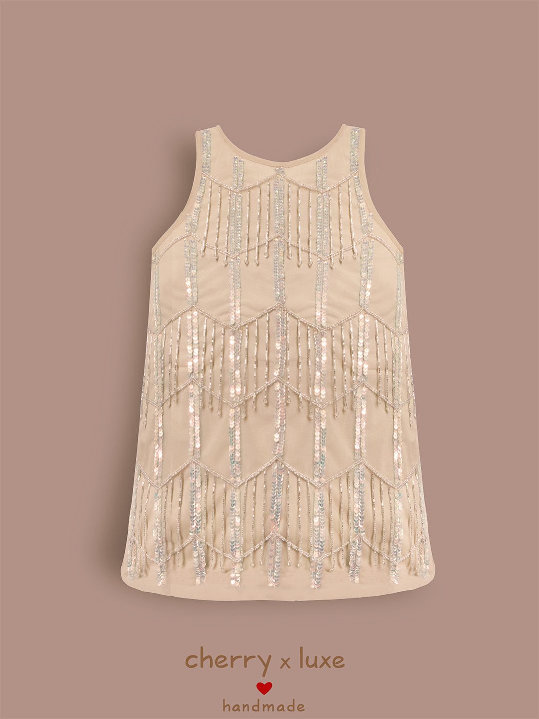 Cherry Crumble Sparkle Cream Dress