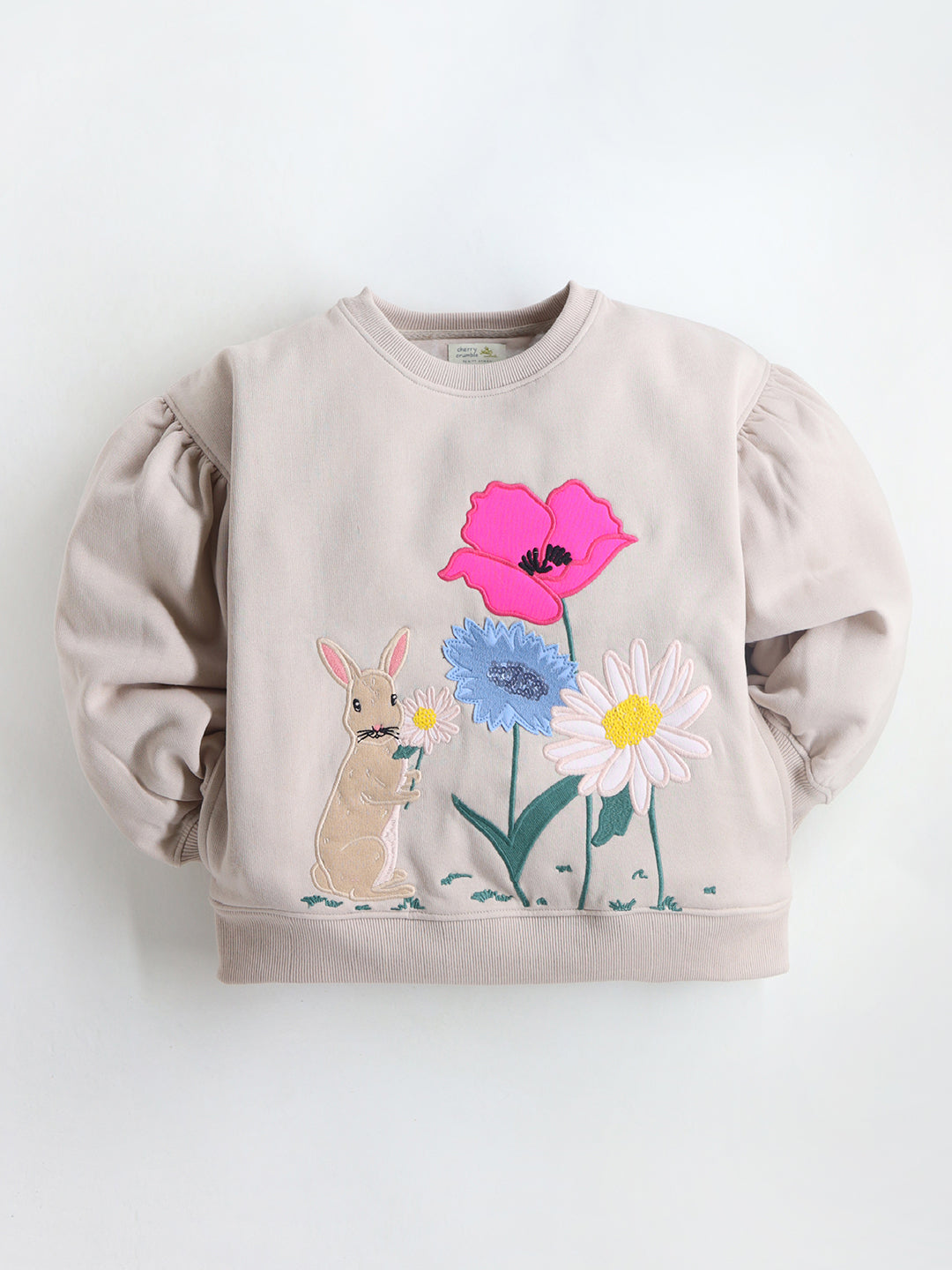 Cherry Crumble Cream Solid Applique Charming Classic Winter Sweatshirt
