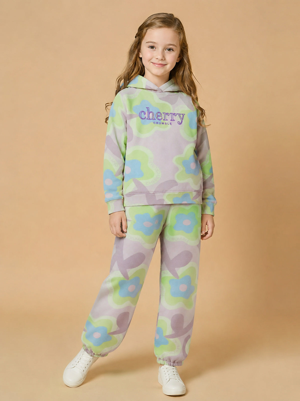 Rainbow Vibe Printed Fleece Hoodie Set