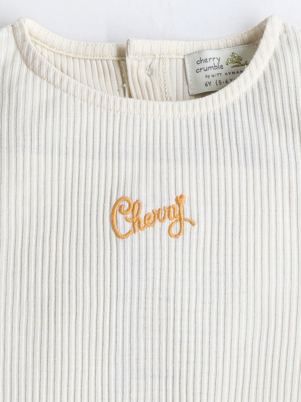 Cherry Crumble Cream & Orange Rib Gingham Embroidered Snug Set