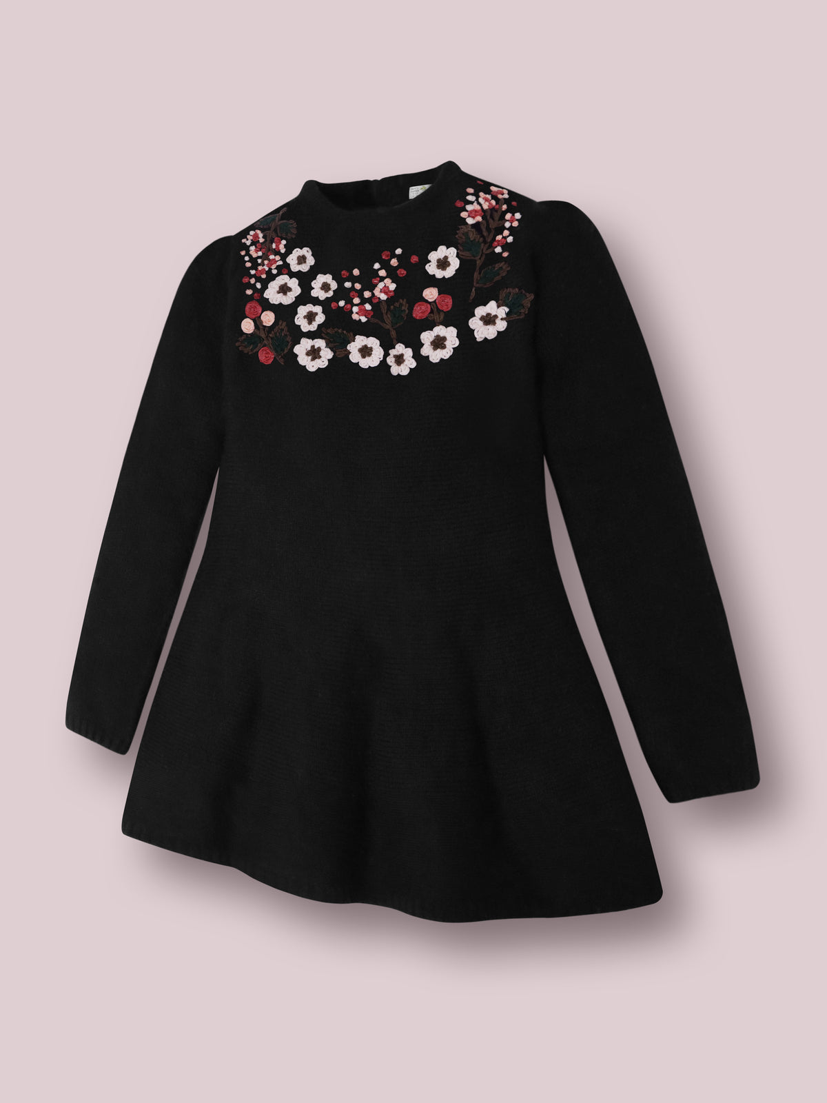 Black Embroidered Winter Dress