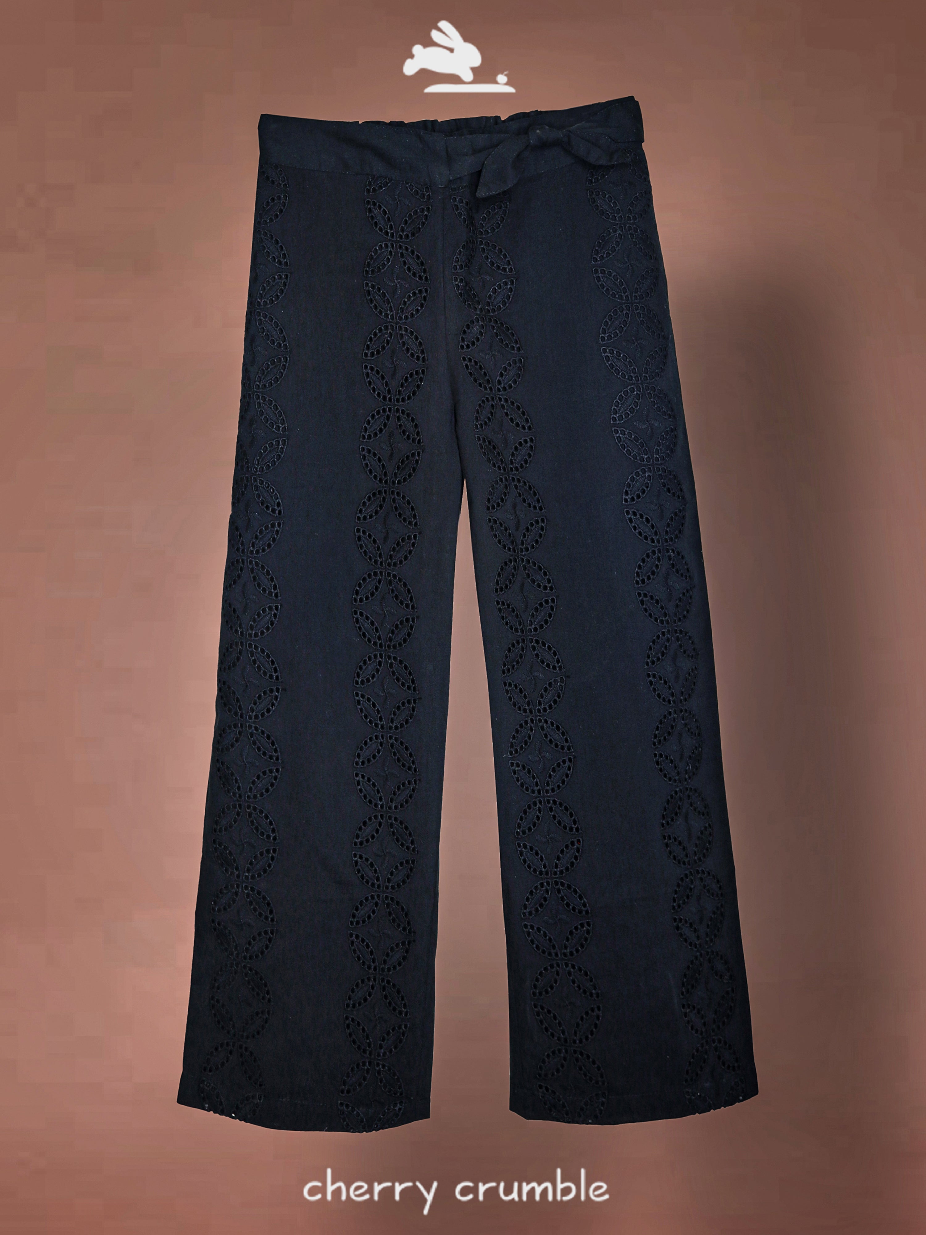 Cherry Crumble Black Playful-Classic Summer Track Pants