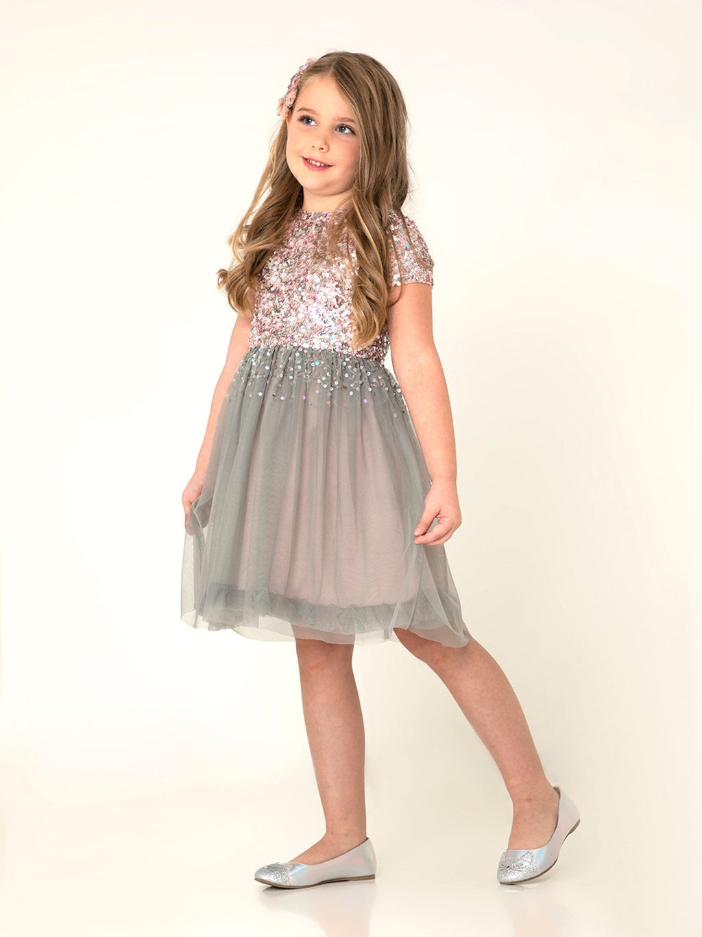 Cherry Crumble Grey Sequined Lovely Smart Dress