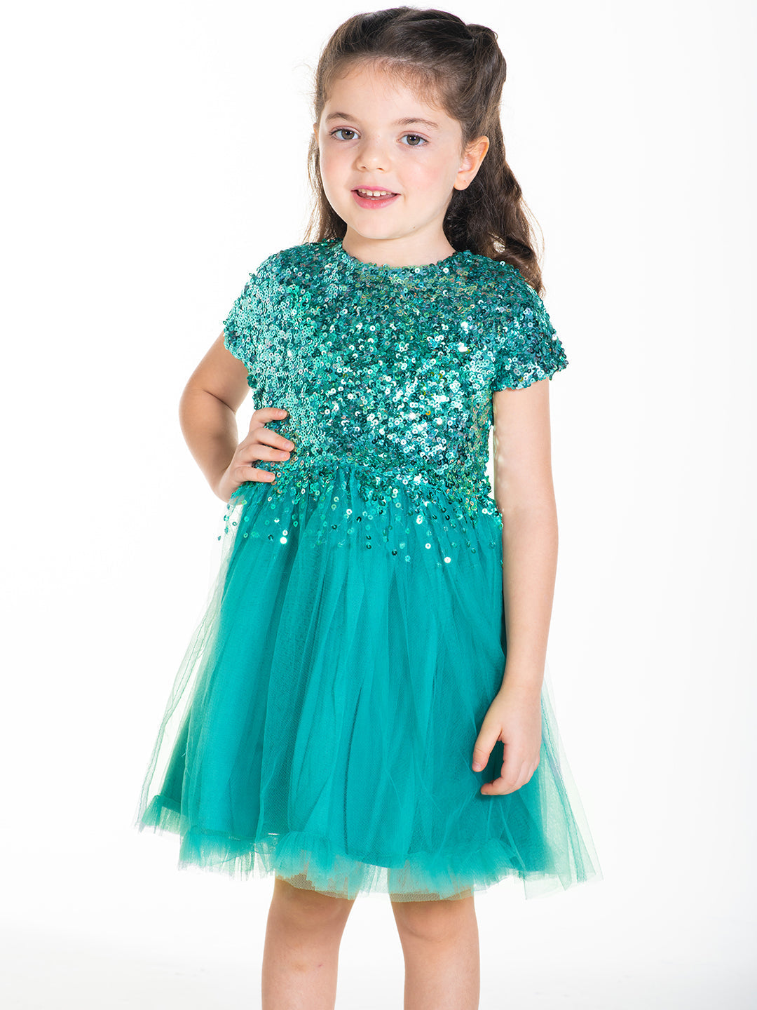 Cherry Crumble Teal Blue Solid Trendy Classic Dress