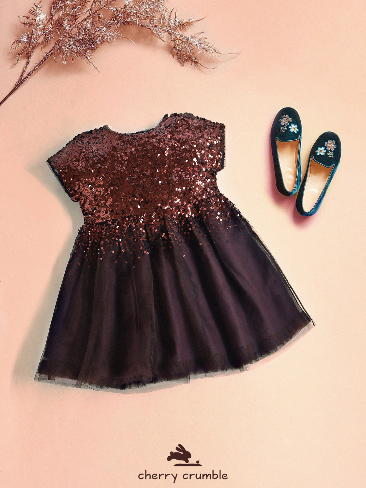 Cherry Crumble Brown Solid Cute Graceful Dress