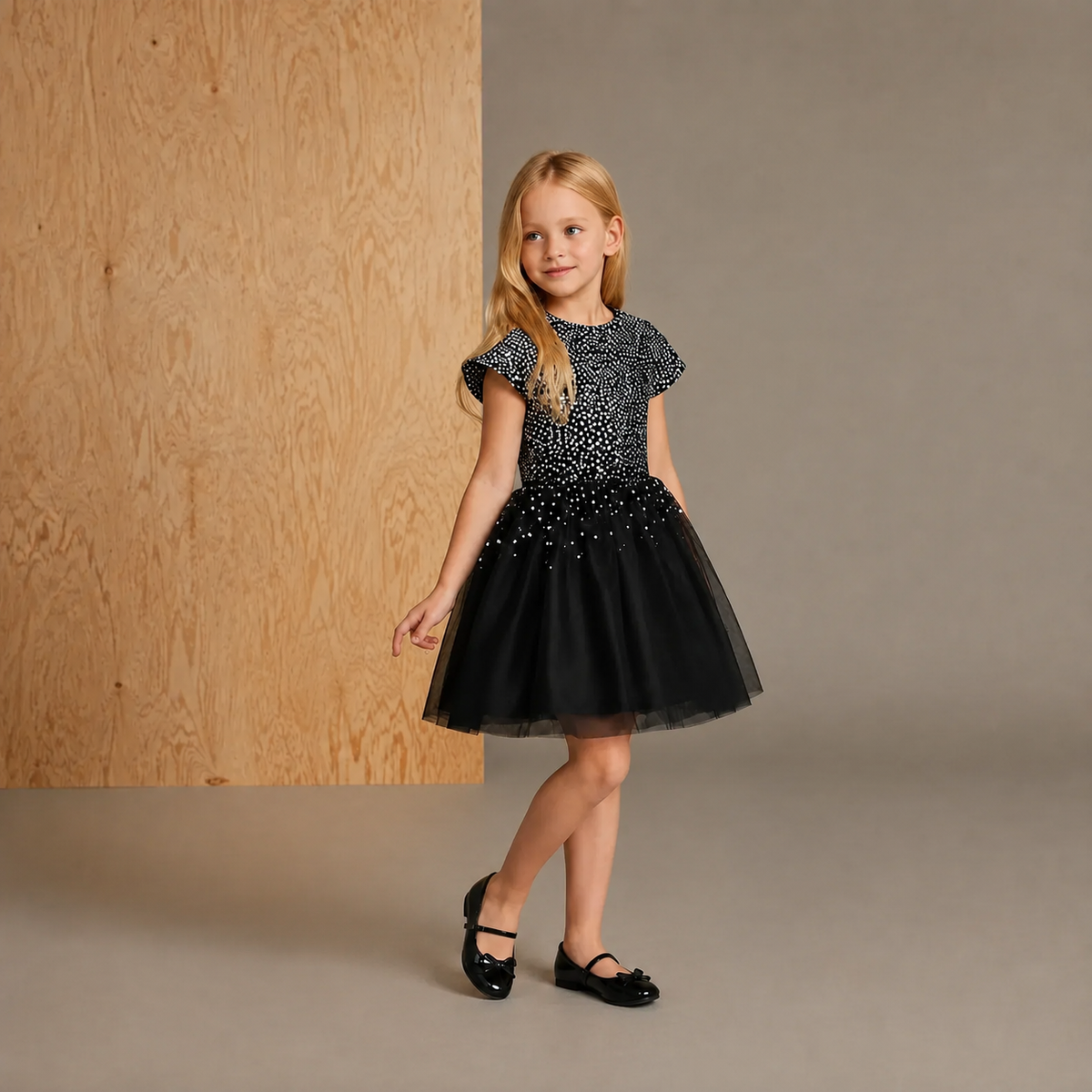 Holiday Glow Sparky Black Gleaming Dress