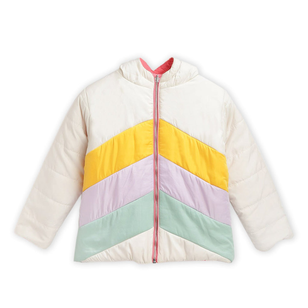 Cherry Crumble Multicolor Cut & Sew Polyester Full Sleeves Hooded Casual Wear Regular Fit Reversible Jacket For Boys And Girls