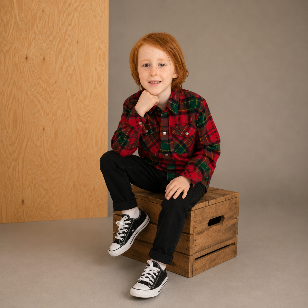Red & Green Checkered Adorable Smart Outfit
