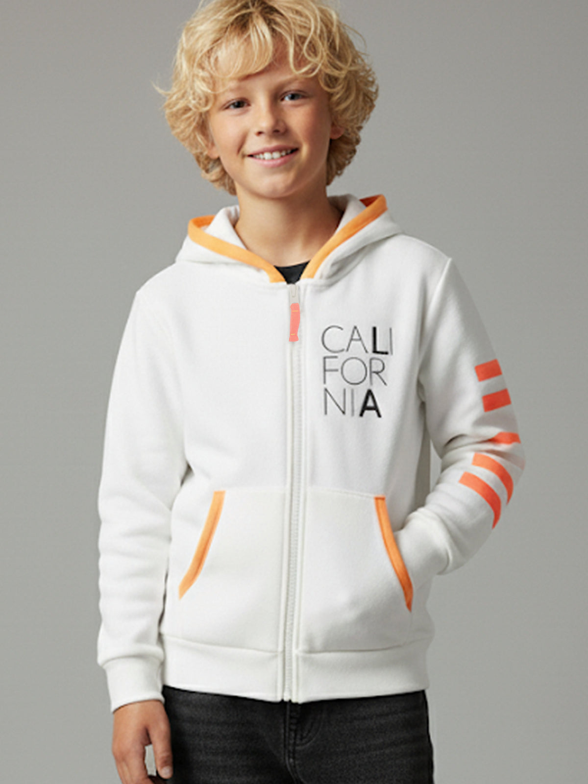 Cherry Crumble snowflake white graphic zip-up hoodie for kids
