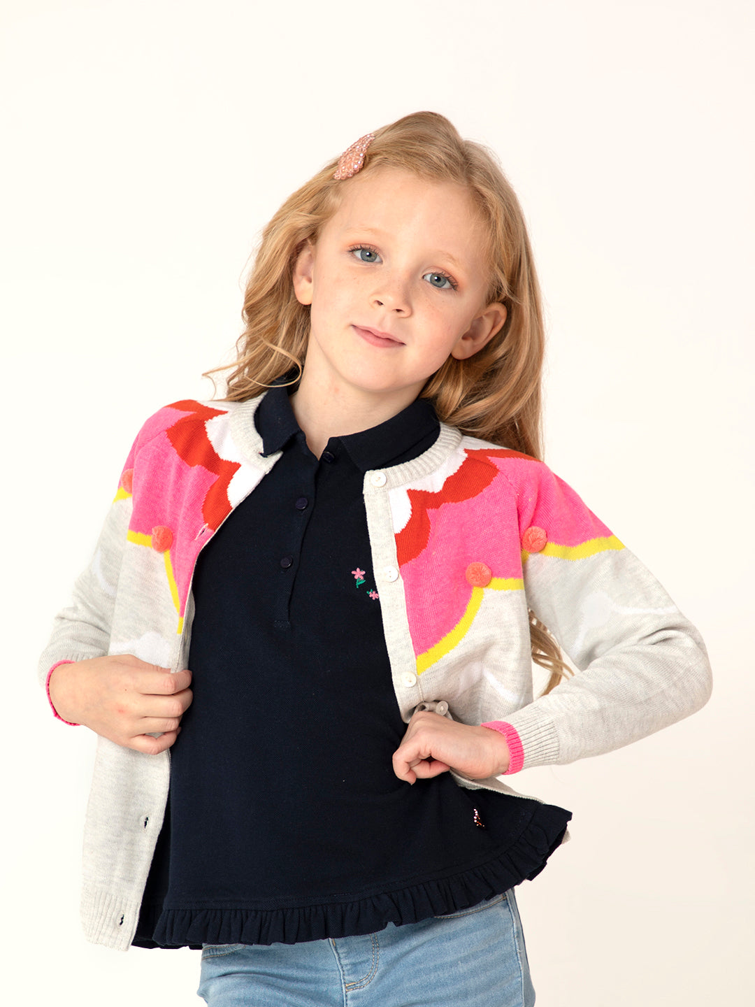 Cherry Crumble Multicolor Embroidered Intarsia Adorable Winter Sweater