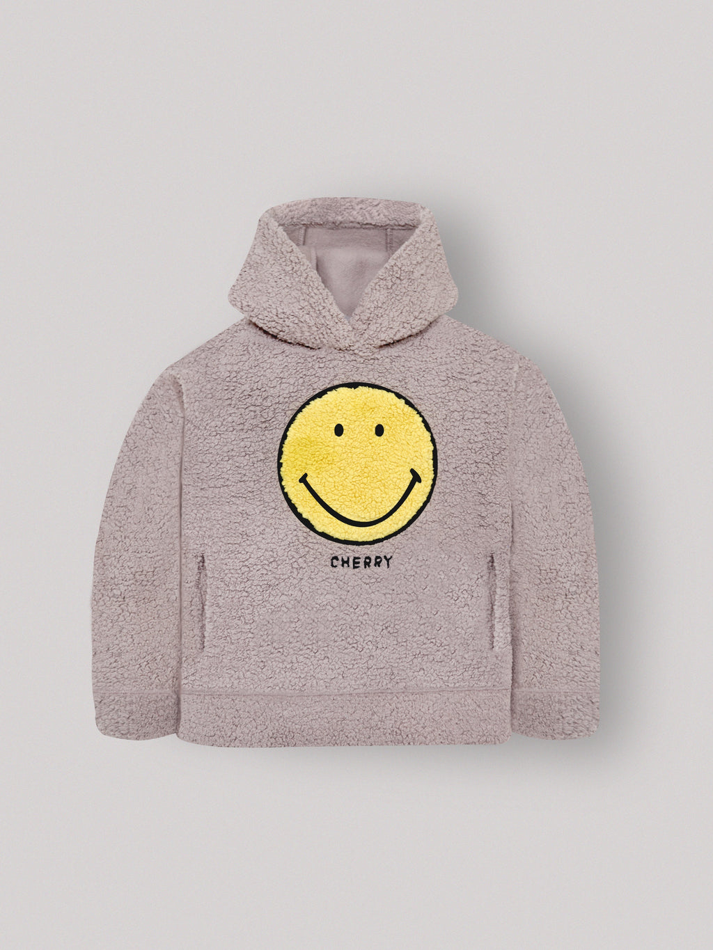 Cherry Crumble Beige Solid Applique Snug Stylish Hoodie