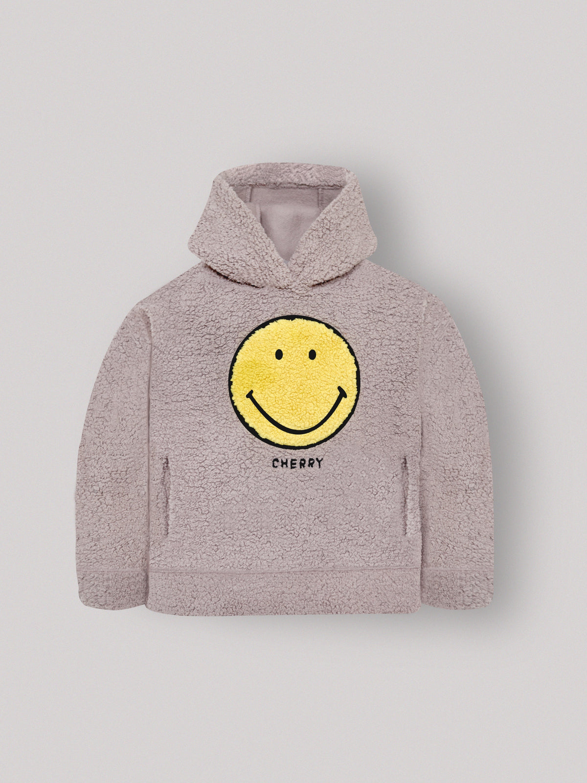 Cherry Crumble Beige Solid Applique Snug Stylish Hoodie